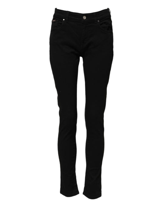 Dolce & Gabbana Women's Skinny Mid Rise Stretch Denim Cotton Jeans - Black
