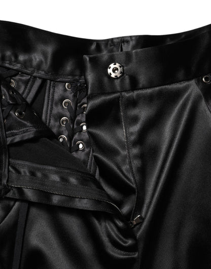 Dolce & Gabbana Black Lace Details High Waist Skinny Pants