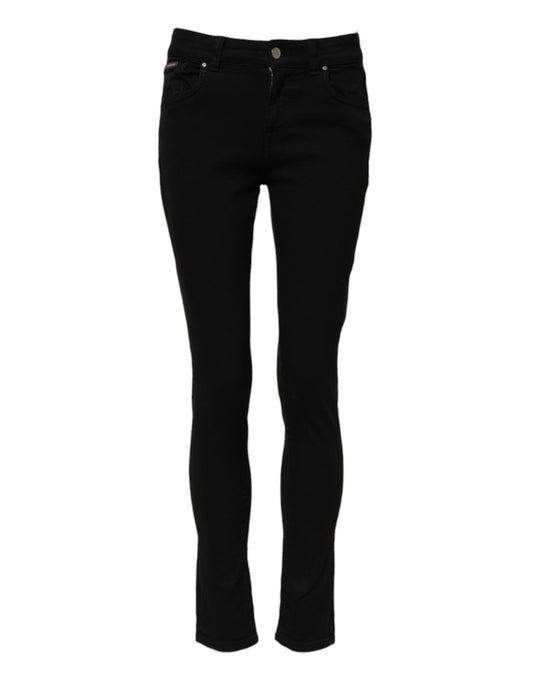 Dolce & Gabbana Women's Skinny Mid Rise Stretch Denim Cotton Jeans - Black