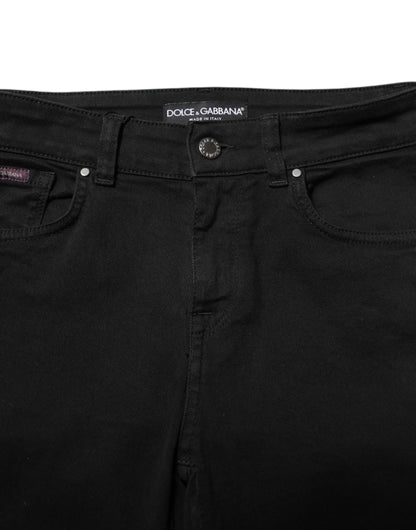 Dolce & Gabbana Women's Skinny Mid Rise Stretch Denim Cotton Jeans - Black
