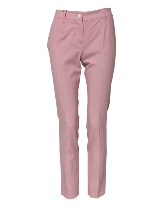 Dolce & Gabbana 9 To 5 Women's Tapered Leg High Rise Virgin Wool Jeans - Pink