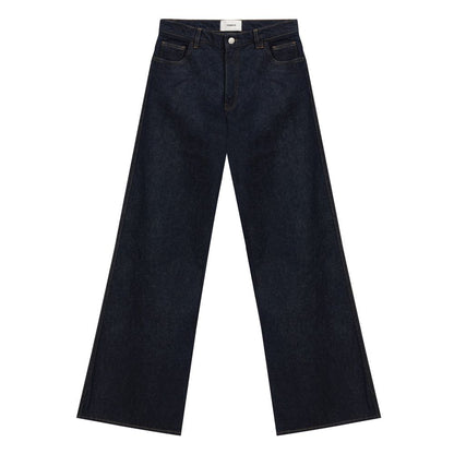 Jeans by Coperni for women in leather & cotton dark-blue & white features a refined silhouette with a refined wide, defined by a high rise and a refined long for a refined finish.