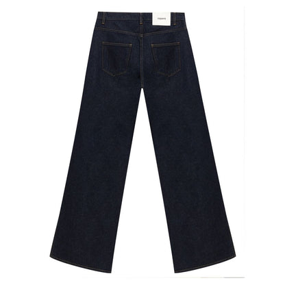 Jeans by Coperni for women in leather & cotton dark-blue & white features an sophisticated high rise and wide with a precise long, creating a sophisticated and sophisticated silhouette.