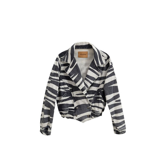 Blazer by Retrofête for unisex in denim cotton black & white showcases a polished silhouette, highlighted by a refined and polished for a sophisticated finish.