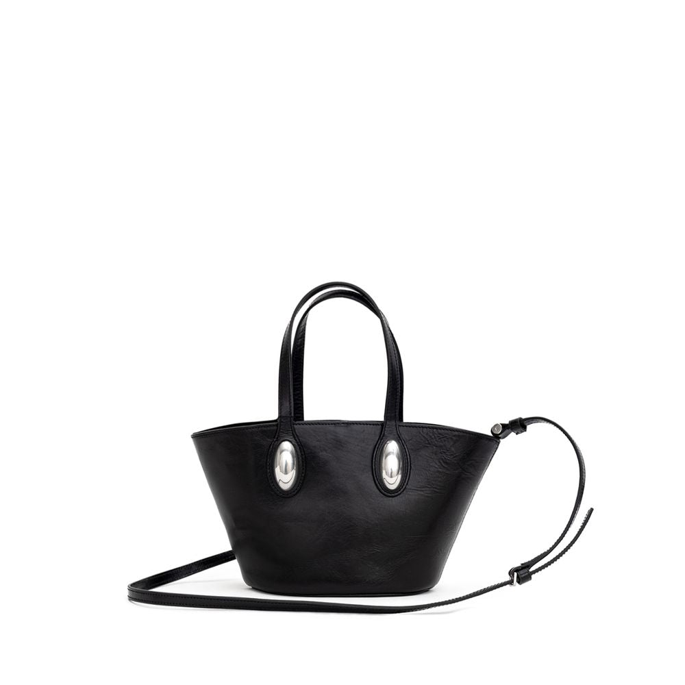 Mini Shoulder Dome Bag by Alexander Wang for women in leather & metal black presents a statuesque silhouette, showcasing a secure and statuesque single-compartment with versatile shoulder-strap, adjustable-strap & handle for a sophisticated look.
