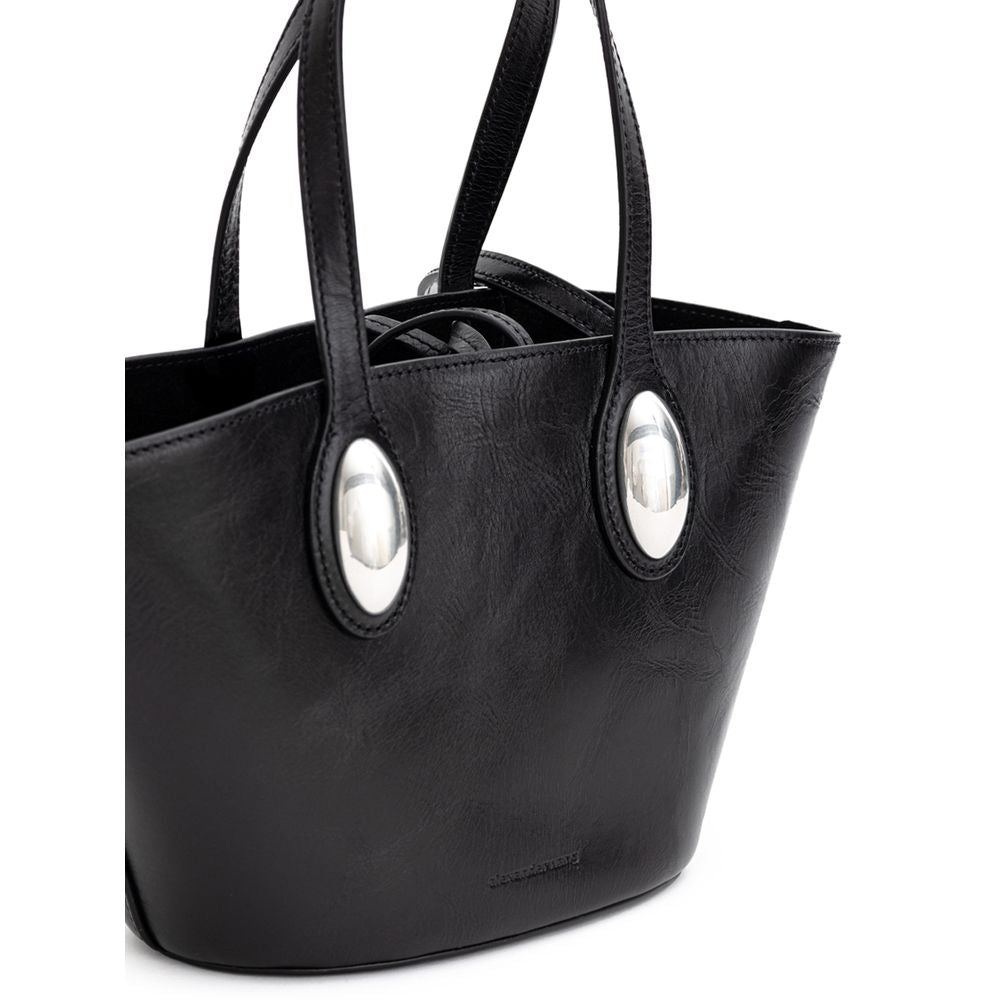 Mini Shoulder Dome Bag by Alexander Wang for women in leather & metal black features a effortless sophistication silhouette, secured by a with ample single-compartment and versatile shoulder-strap, adjustable-strap & handle for a effortless sophistication finish.