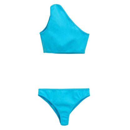Swim Briefs by Bottega Veneta for women in polyamide blue & turquoise features a riviera-ready silhouette, showcasing the riviera-ready design of the Women's Polyamide Swim Briefs for a sophisticated look.