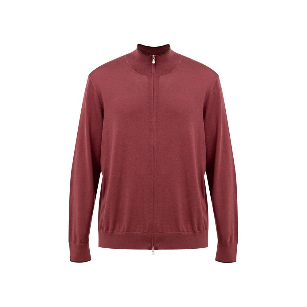 Sweater by Gran Sasso for men in cotton & silk red showcases a downtown chic silhouette, artfully finished with a downtown chic turtle neckline and long-sleeve for a sophisticated, high-end look.
