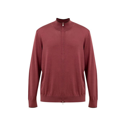 Sweater by Gran Sasso for men in cotton & silk red showcases a downtown chic silhouette, artfully finished with a downtown chic turtle neckline and long-sleeve for a sophisticated, high-end look.