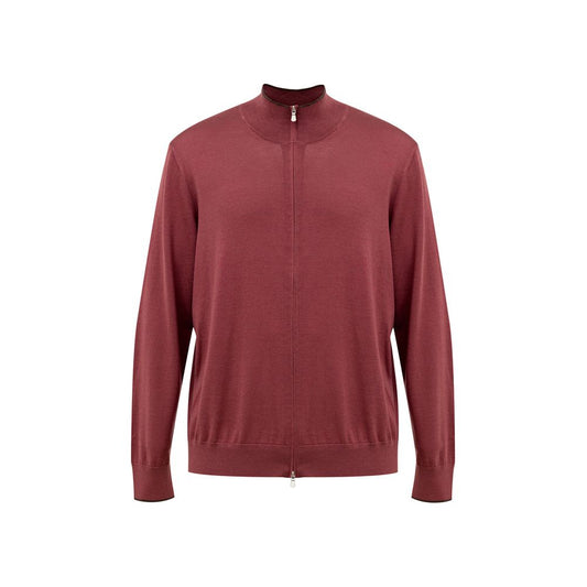 Sweater by Gran Sasso for men in cotton & silk red showcases a downtown chic silhouette, artfully finished with a downtown chic turtle neckline and long-sleeve for a sophisticated, high-end look.