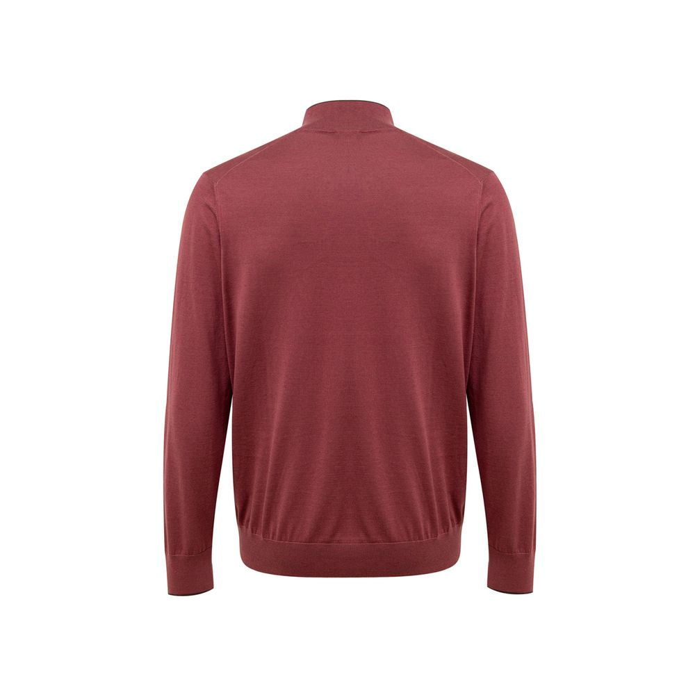Sweater by Gran Sasso for men in cotton & silk red features an tactile silhouette, showcasing a sophisticated turtle neckline and tactile for a refined finish.