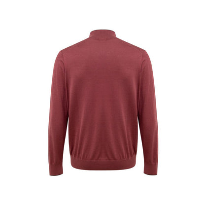 Sweater by Gran Sasso for men in cotton & silk red features an tactile silhouette, showcasing a sophisticated turtle neckline and tactile for a refined finish.