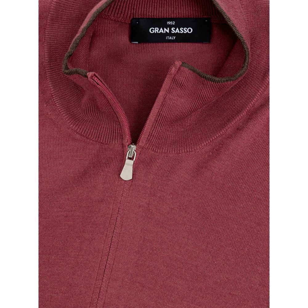 Sweater by Gran Sasso for men in cotton & silk red features an polished silhouette, showcasing refined and a sophisticated turtle neckline for a truly polished finish.