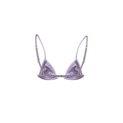Bra by Tom Ford for women in leather silk & lurex purple features a nuanced silhouette, showcasing the nuanced design of the Women's Leather Silk & Lurex Bra with a nuanced fit.