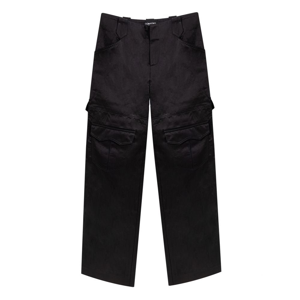 Cargo Pants by Tom Ford for women in linen & viscose black features an smart casual relaxed-fit & wide and long, expertly tailored with a and smart casual utilitarian details for a sophisticated look.