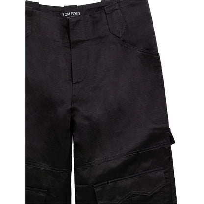 Cargo Pants by Tom Ford for women in linen & viscose black features an tailored relaxed-fit & wide with a and long, creating a tailored utilitarian silhouette.