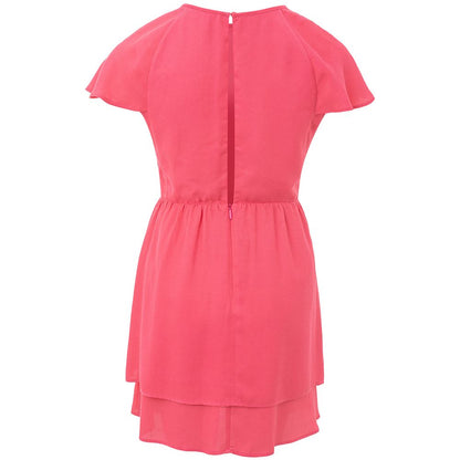 Dress by Armani Exchange for women in viscose & metal fuchsia presents a sinuous silhouette, showcasing a sophisticated round neckline and detailed with a sinuous short mini for a refined finish.