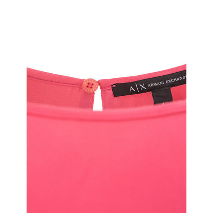 Dress by Armani Exchange for women in viscose & metal fuchsia features an cute silhouette, detailed with a and round neckline that elegantly flows into a cute short mini.