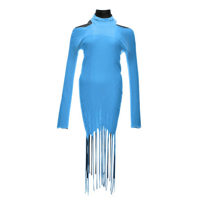Dress by Bottega Veneta for women in cotton & silk blue & checkered showcases a striking silhouette, elegantly detailed with a , refined , and a striking for a striking finish.
