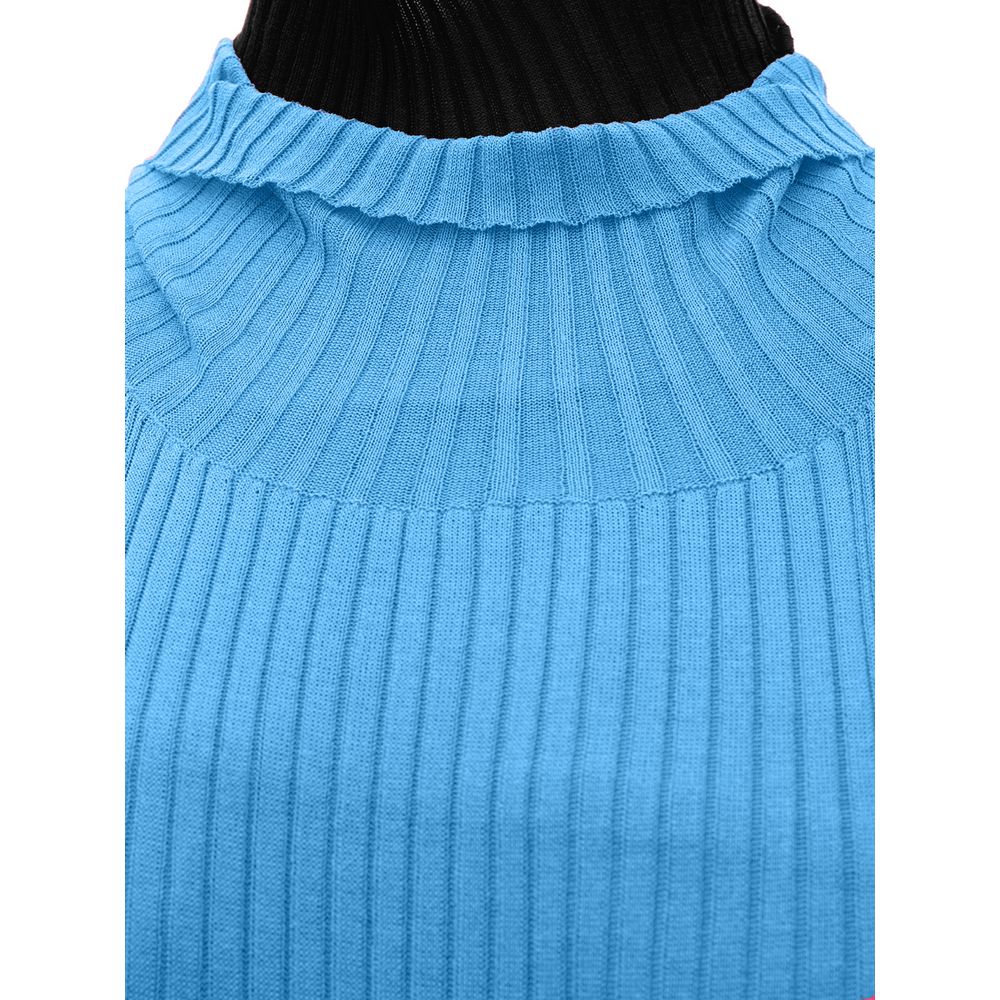 Dress by Bottega Veneta for women in cotton & silk blue & checkered presents a sinuous silhouette, showcasing a sophisticated and detailed with a sinuous for a refined finish.