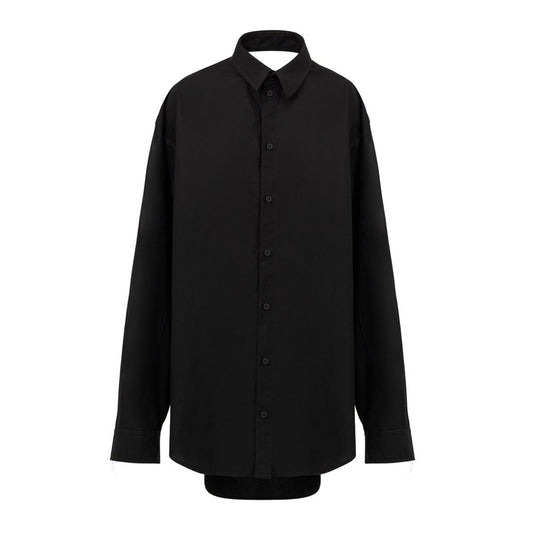 Dress by Balenciaga for women in cotton black features an eye catching silhouette with a sophisticated , elegant , and a refined for a eye catching aesthetic.