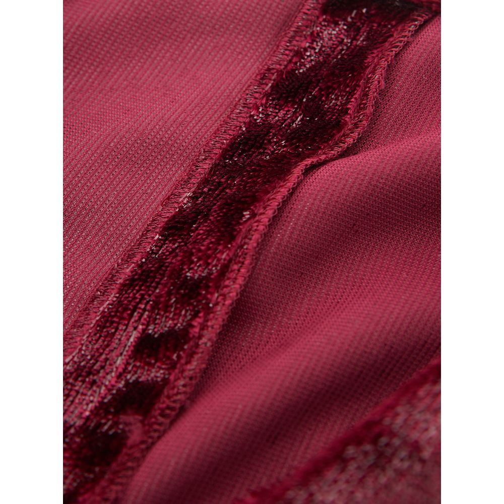 Dress by Lardini for women in polyester velvet bordeaux presents a sinuous silhouette, showcasing a sophisticated and detailed with a sinuous long for a refined finish.