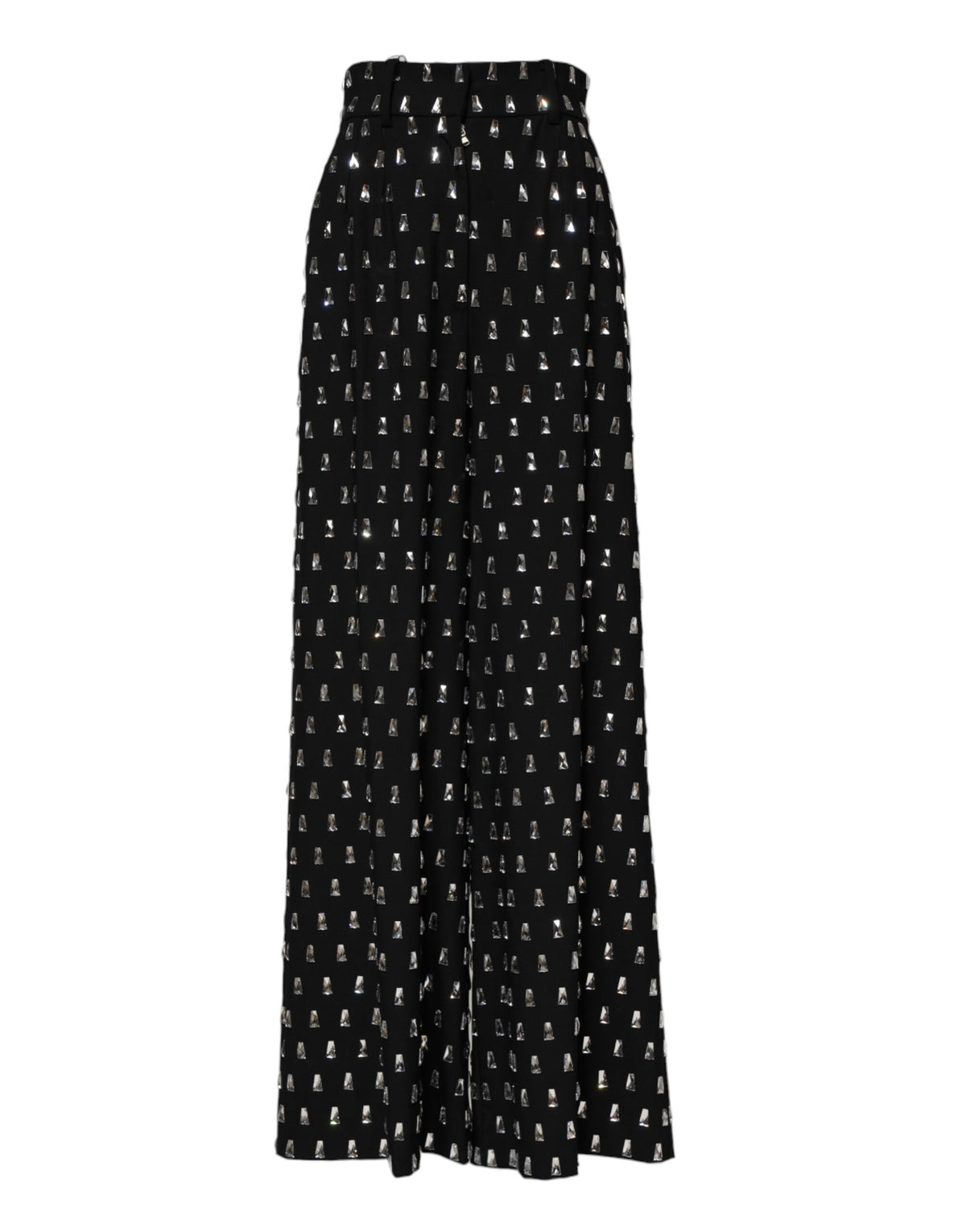 Dolce & Gabbana 9 To 5 Women's Wide High Rise Virgin Wool & Crystal Jeans - Black