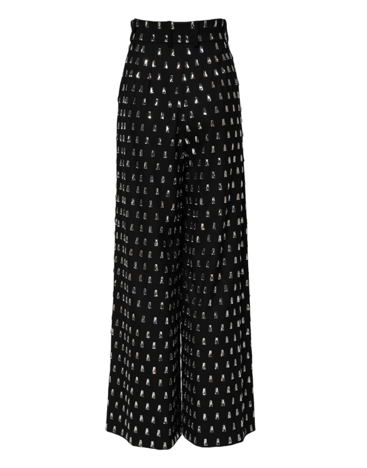 Dolce & Gabbana 9 To 5 Women's Wide High Rise Virgin Wool & Crystal Jeans - Black