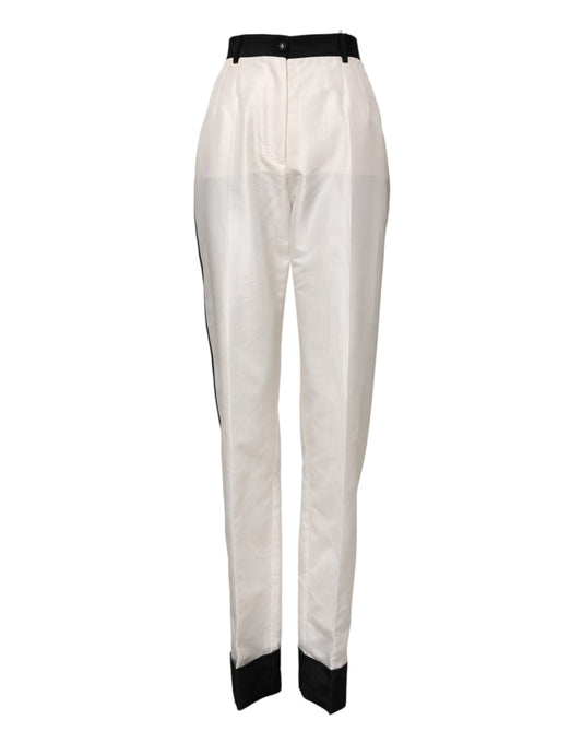 Dolce & Gabbana Women's Straight High Rise Polyester & Silk Jeans - White