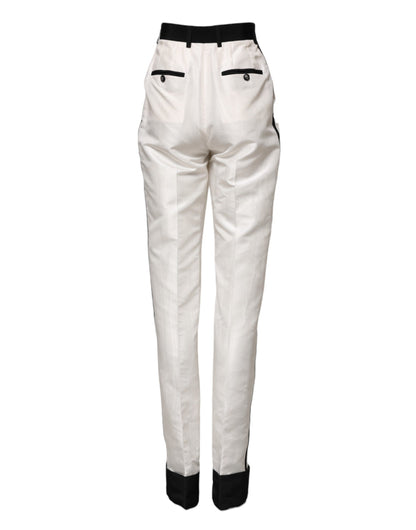Dolce & Gabbana Women's Straight High Rise Polyester & Silk Jeans - White