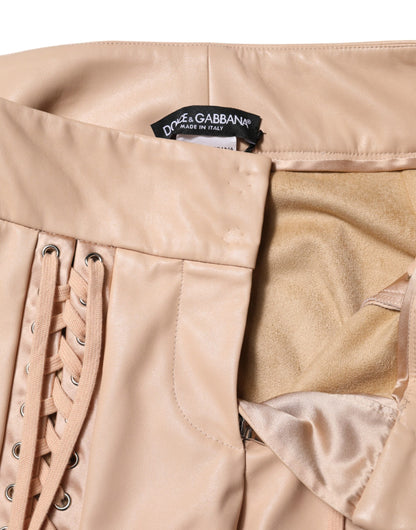 Dolce & Gabbana Women's Skinny Mid High Rise Lace Polyester & Polyurethane Jeans - Beige