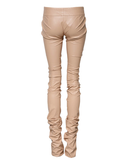 Dolce & Gabbana Women's Skinny Mid High Rise Lace Polyester & Polyurethane Jeans - Beige