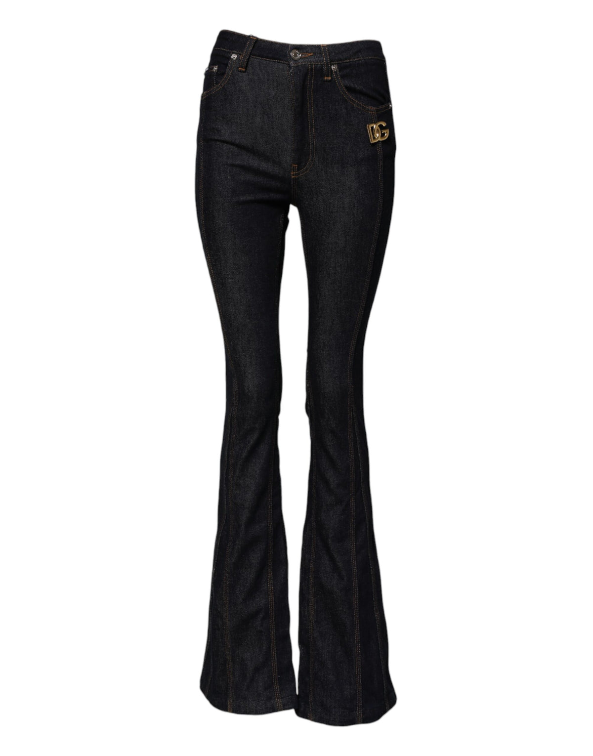 Dolce & Gabbana Women's Bootcut Mid Rise Stretch Denim Cotton Jeans - Black