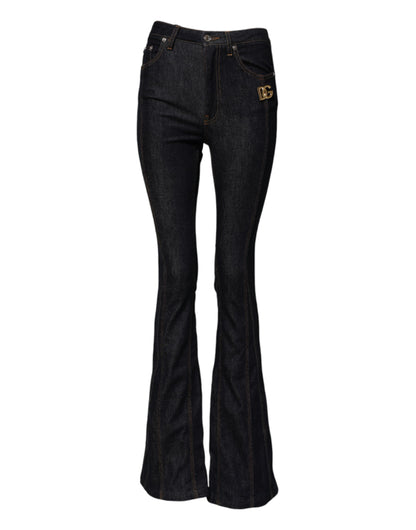 Dolce & Gabbana Women's Bootcut Mid Rise Stretch Denim Cotton Jeans - Black