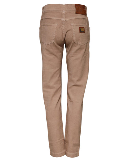 Dolce & Gabbana Women's Boyfriend Mid Rise Stretch Denim Cotton Jeans - Brown