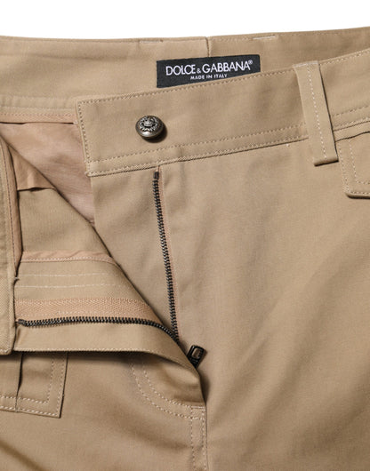 Dolce & Gabbana Women's Tapered Leg Mid Rise Stretch Cotton Cargo Pants - Beige