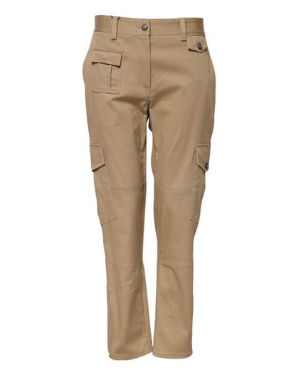 Dolce & Gabbana Women's Tapered Leg Mid Rise Stretch Cotton Cargo Pants - Beige