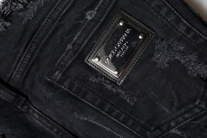 Dolce & Gabbana Women's Skinny Mid Rise Denim Cotton Jeans - Black