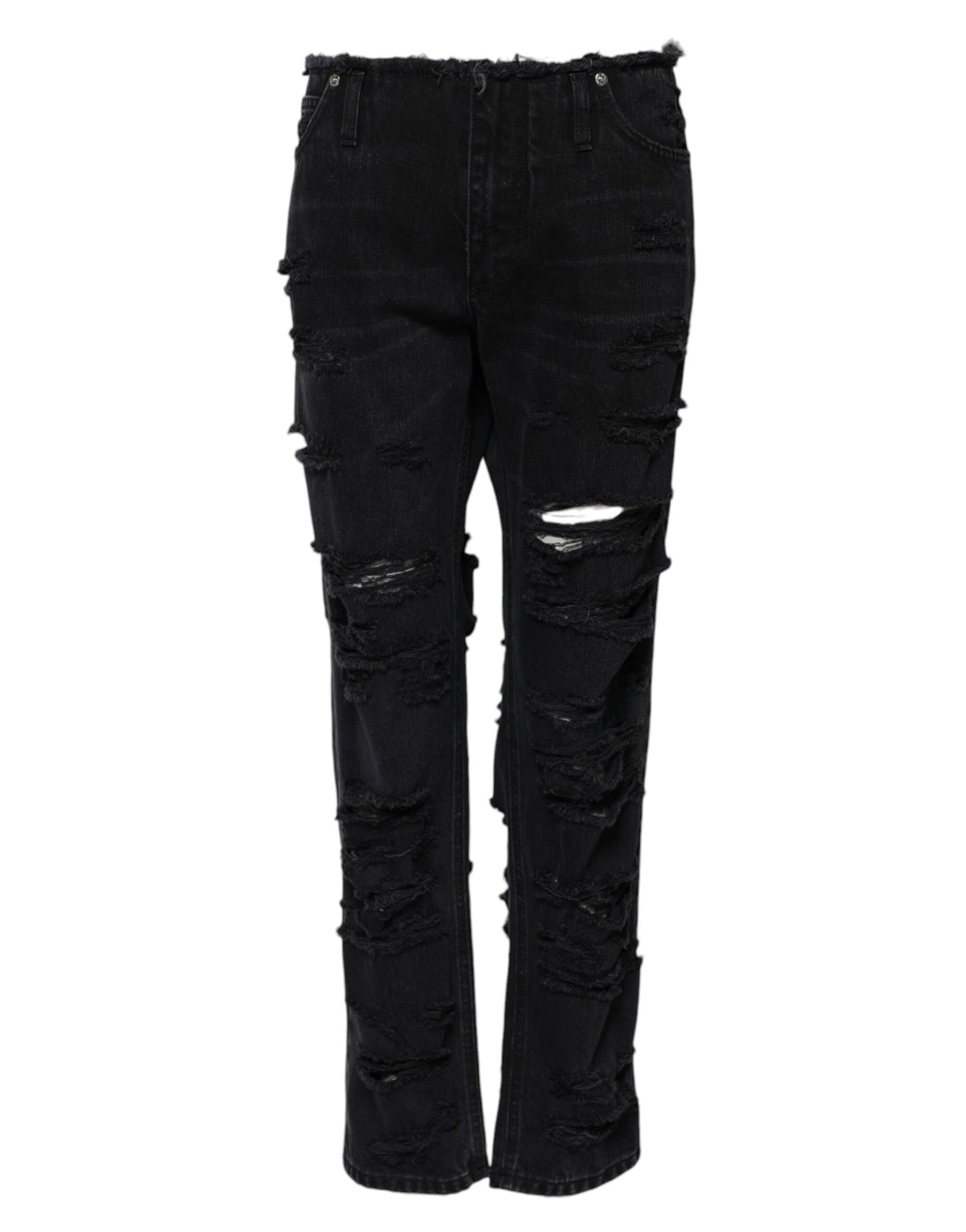 Dolce & Gabbana Women's Straight Mid Rise Denim Cotton Jeans - Black