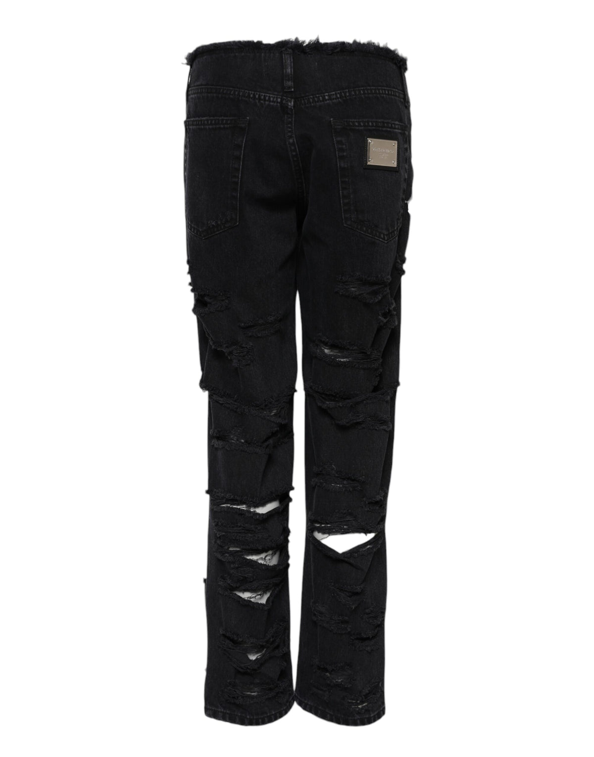 Dolce & Gabbana Women's Straight Mid Rise Denim Cotton Jeans - Black