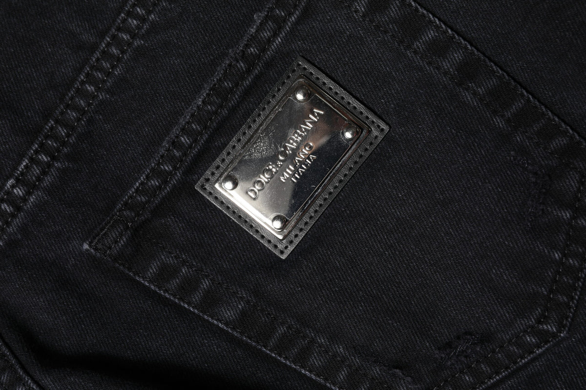 Dolce & Gabbana Women's Straight Mid Rise Denim Cotton Jeans - Black