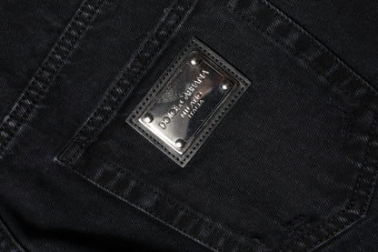 Dolce & Gabbana Women's Straight Mid Rise Denim Cotton Jeans - Black