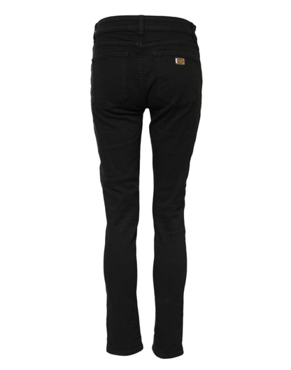 Dolce & Gabbana Women's Skinny Mid Rise Stretch Denim Cotton Jeans - Black