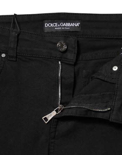Dolce & Gabbana Women's Skinny Mid Rise Stretch Denim Cotton Jeans - Black