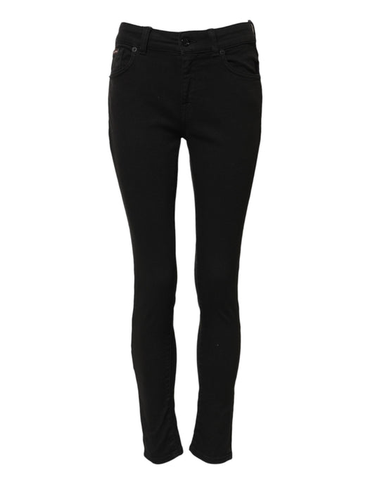 Dolce & Gabbana Women's Skinny Mid Rise Stretch Denim Cotton Jeans - Black