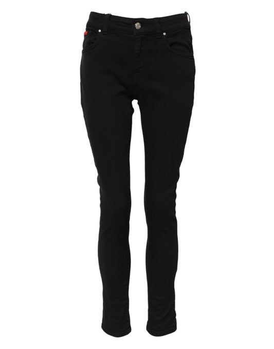 Dolce & Gabbana Women's Skinny Mid Rise Stretch Denim Cotton Jeans - Black