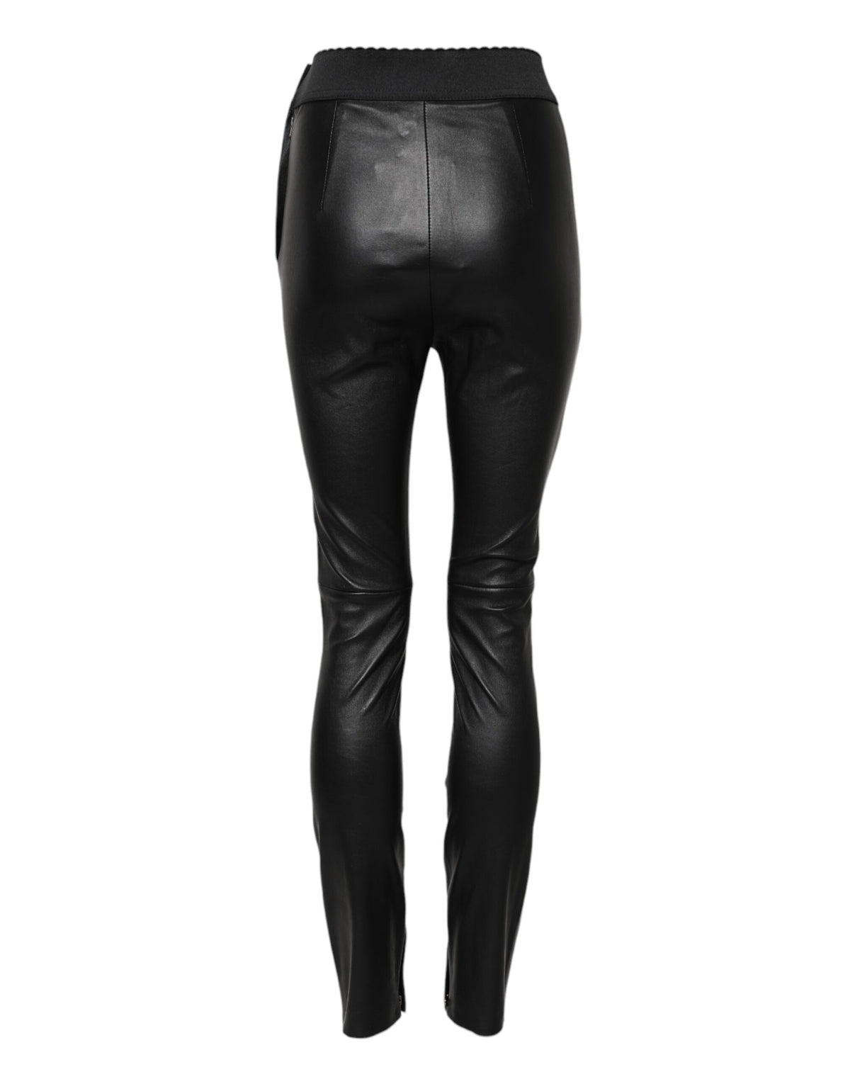 Dolce & Gabbana Women's Skinny Slim Lambskin Leather Trousers - Black