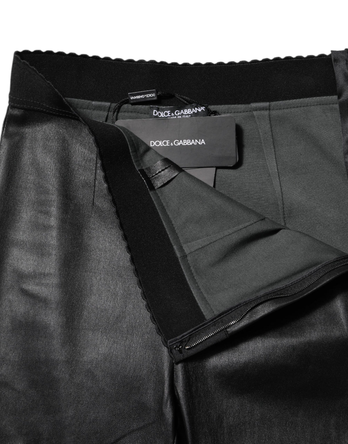 Dolce & Gabbana Women's Skinny Slim Lambskin Leather Trousers - Black