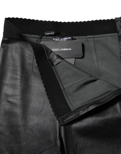 Dolce & Gabbana Women's Skinny Slim Lambskin Leather Trousers - Black