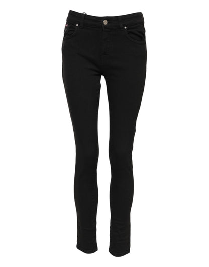 Dolce & Gabbana Women's Skinny Mid Rise Stretch Denim Cotton Jeans - Black